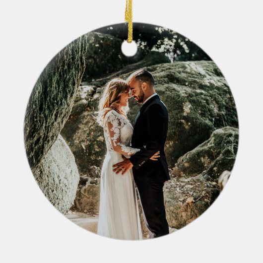 Elegant Greenery Poinsettia Weihnachten Keramik Ornament (Hinten)