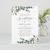 Elegant Greenery QR Code All-in-One Wedding Einladung (Stehend Vorderseite)