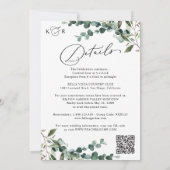 Elegant Greenery QR Code All-in-One Wedding Einladung (Rückseite)