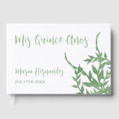 Elegant Greenery Quinceañera Gästebuch (Vorderseite)