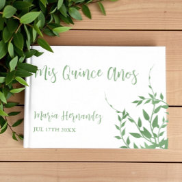 Elegant Greenery Quinceañera Gästebuch