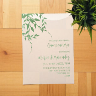 Elegant Greenery Quinceañera Pergament Einladungen