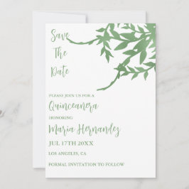 Elegant Greenery Quinceañera Save The Date
