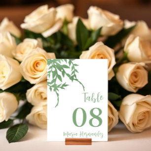 Elegant Greenery Quinceañera Tischnummer