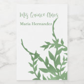 Elegant Greenery Quinceañera Weinetikett (Einzelnes Label)