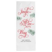 Elegant Greenery Red Calligraphy Christmas Geschenktüte Für Weinflaschen (Rückseite)