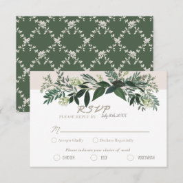 Elegant Greenery RSVP Card Wahlmöglichkeiten Karte