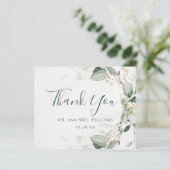 Elegant Greenery Rustic Eucalyptus Dankeschön Kart (Stehend Vorderseite)