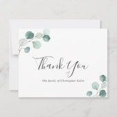 Elegant Greenery Rustic Eukalyptus Beileid Dankeskarte (Vorderseite)