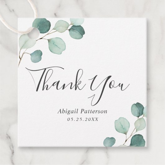 Elegant Greenery Rustic Eukalyptus Brautparty Geschenkanhänger (Vorderseite)