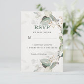 Elegant Greenery Rustic Eukalyptus Floral RSVP Karte (Stehend Vorderseite)