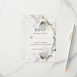 Elegant Greenery Rustic Eukalyptus Floral RSVP Karte