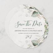 Elegant Greenery Rustic Eukalyptus Floral Save The Date (Vorne/Hinten)
