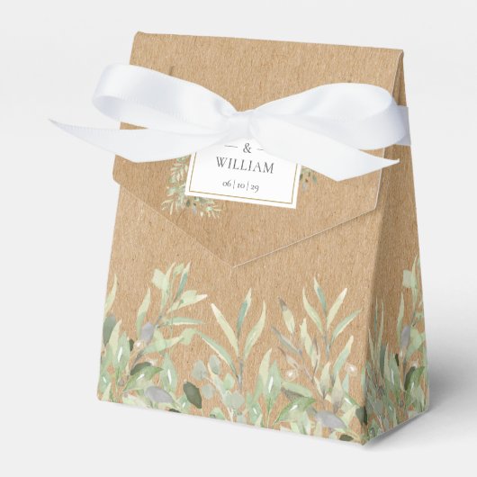 Elegant Greenery Rustic Kraft Wedding Geschenkschachtel (Vorderseite)