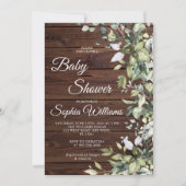 Elegant Greenery Rustic Wood Baby Shower Einladung (Vorderseite)