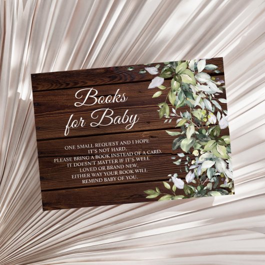 Elegant Greenery Rustic Wood Book for Baby Begleitkarte