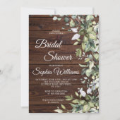 Elegant Greenery Rustic Wood Brautparty Einladung (Vorderseite)