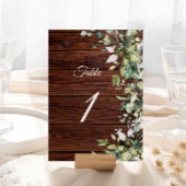 Elegant Greenery Rustic Wood Tischnummer