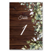 Elegant Greenery Rustic Wood Tischnummer (Rückseite)
