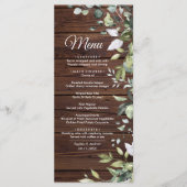 Elegant Greenery Rustic Wood Wedding Menu Menükarte (Vorderseite)