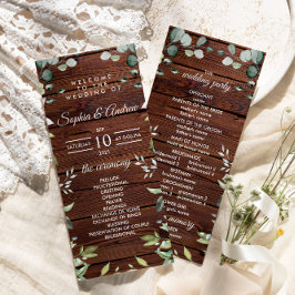 Elegant Greenery Rustic Wood Wedding Programs Programm