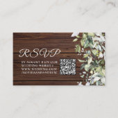 Elegant Greenery Rustic Wood Wedding QR Code UAWG Begleitkarte (Vorderseite)