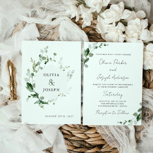 Elegant Greenery   Sage Green Watercolor Hochzeit Einladung