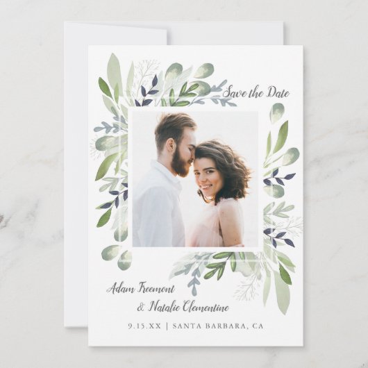 Elegant Greenery Save the Date (Vorderseite)