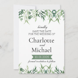 Elegant Greenery Save the Date Template Einladung