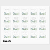 Elegant Greenery Script Vielen Dank Gastgeschenk H Quadratischer Aufkleber (Blatt)