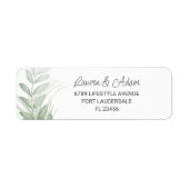 Elegant Greenery & Script Wedding Address Label (Vorne)
