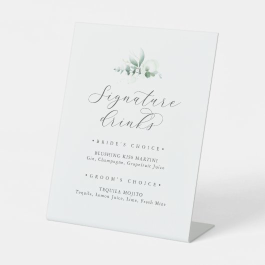 Elegant Greenery Signature Drinks Signature Sockelschild (Vorderseite)