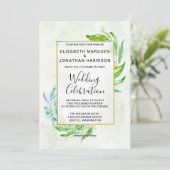 Elegant Greenery Simple Foliage Wedding Einladung (Stehend Vorderseite)