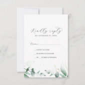 Elegant Greenery Simple RSVP Card Karte (Vorderseite)