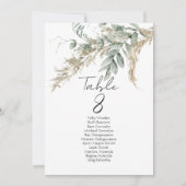 Elegant greenery table number seating chart cards (Vorderseite)