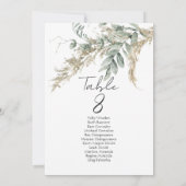 Elegant greenery table number seating chart cards (Rückseite)
