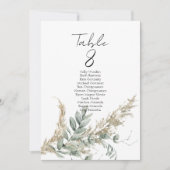 Elegant greenery table number seating chart cards (Vorderseite)
