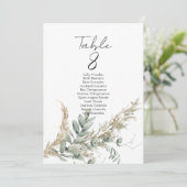 Elegant greenery table number seating chart cards (Stehend Vorderseite)