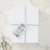 Elegant Greenery Twin Elephant Co-Ed Baby Shower Geschenkanhänger (Mit Garn)
