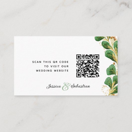 Elegant Greenery UAWG Wedding Website QR Code Begleitkarte (Rückseite)