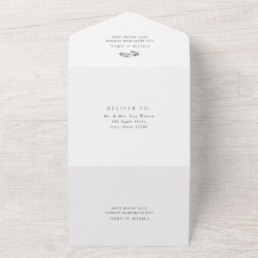 Elegant Greenery und Ivory Florals All In One Einladung (Außenbereich)