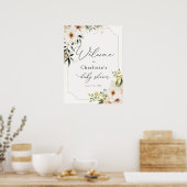 Elegant Greenery und Ivory Florals Bridal Willkomm Poster (Küche)