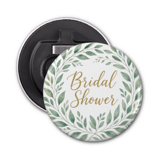 Elegant Greenery Watercolor Boho Bridal Shower Flaschenöffner (Vorderseite)