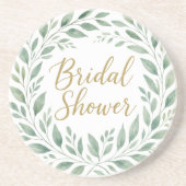 Elegant Greenery Watercolor Boho Bridal Shower Getränkeuntersetzer (Vorne)