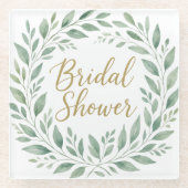 Elegant Greenery Watercolor Boho Bridal Shower Glasuntersetzer (Vorderseite)