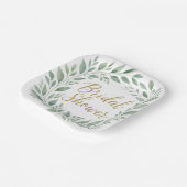 Elegant Greenery Watercolor Boho Bridal Shower Pappteller (Gewinkelt)