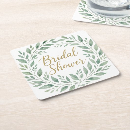Elegant Greenery Watercolor Boho Bridal Shower Rechteckiger Pappuntersetzer (angewinkelt)