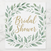 Elegant Greenery Watercolor Boho Bridal Shower Weinetikett (Einzelnes Label)