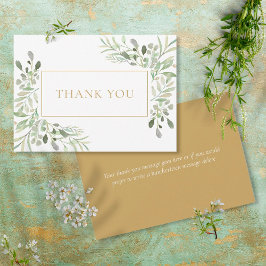 Elegant Greenery Watercolor Gold Vielen Dank Dankeskarte
