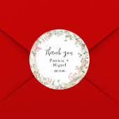 Elegant Greenery Watercolor Wedding Vielen Dank Runder Aufkleber